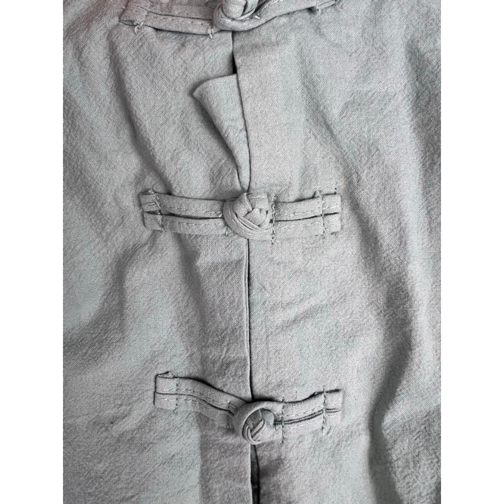 Future Kids Size 2/3 Hanfu Style Jacket Sage Green Beige Cuffs 100% Cotton Frog - Picture 8 of 9
